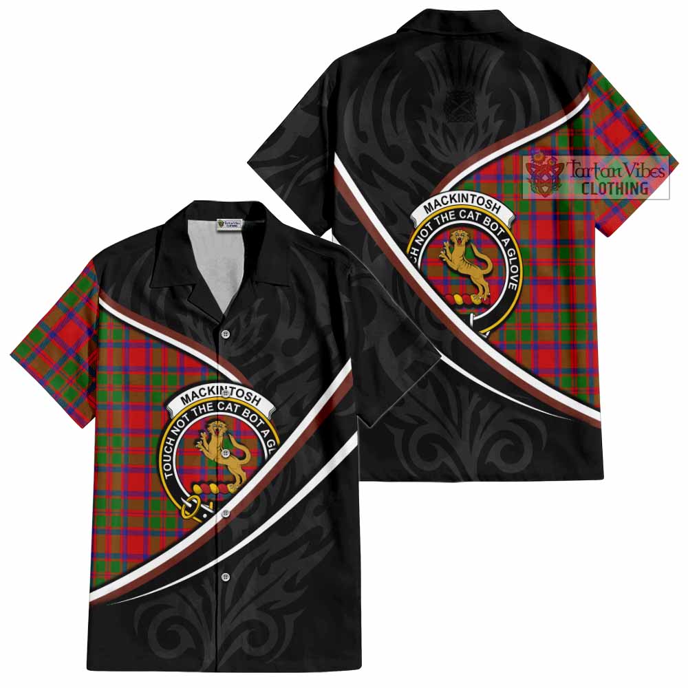 MacKintosh (McKintosh) Tartan Family Crest Short Sleeve Button Shirt Celtic Scottish Thistle Floral - Tartan Vibes Clothing