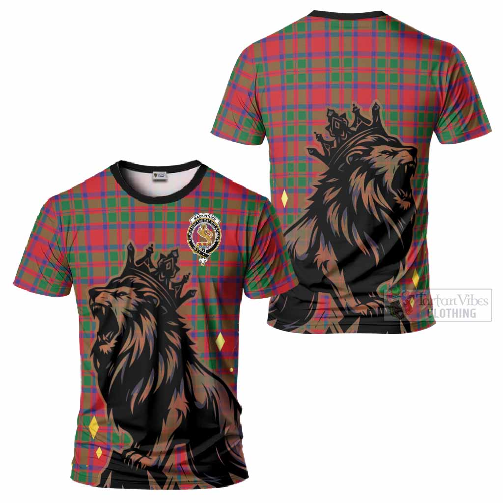 MacKintosh (McKintosh) Tartan Family Crest T-Shirt Crowned Lion Roaring