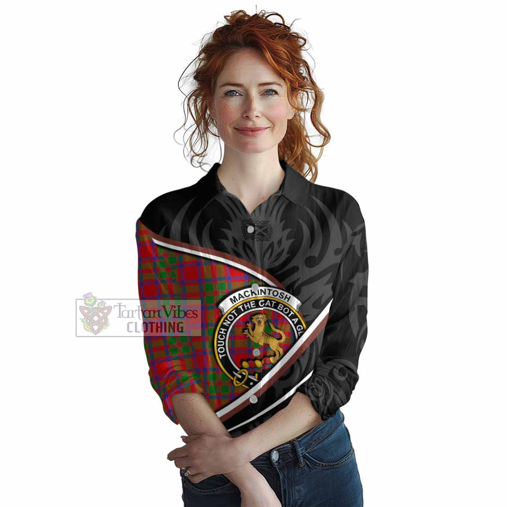 MacKintosh (McKintosh) Tartan Family Crest Women Casual Shirt Celtic Scottish Thistle Floral - Tartan Vibes Clothing