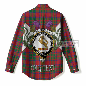 MacKintosh (McKintosh) Tartan Family Crest Women Casual Shirt Scottish Burns Night Thistle Floral
