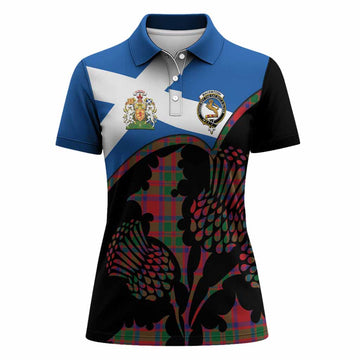 MacKintosh (McKintosh) Tartan Family Crest Women Polo Shirt Scotland Thistle Floral Flag Style