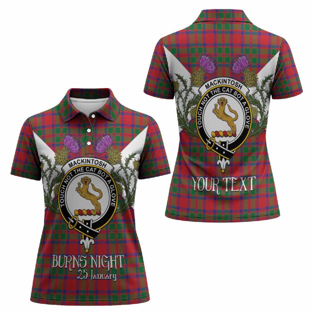 MacKintosh (McKintosh) Tartan Family Crest Women Polo Shirt Scottish Burns Night Thistle Floral