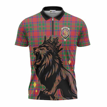 MacKintosh (McKintosh) Tartan Family Crest Zipper Polo Shirt Crowned Lion Roaring