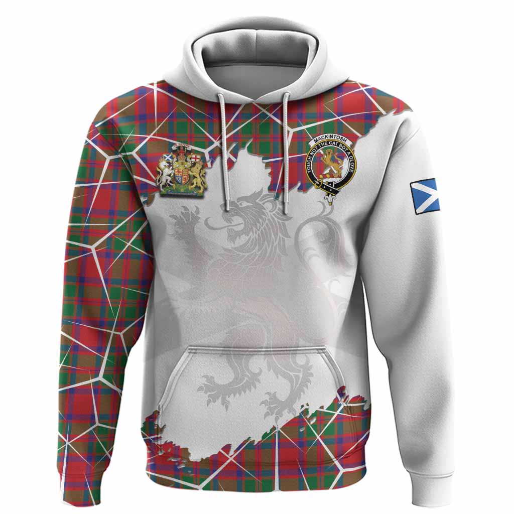 MacKintosh (McKintosh) Tartan Hoodie with Family Crest and Lion Rampant Grunge Style