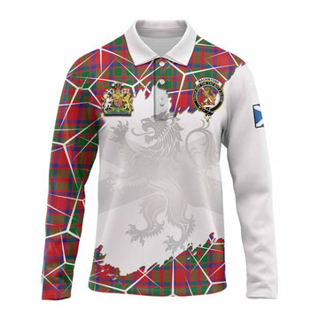 MacKintosh (McKintosh) Tartan Long Sleeve Polo Shirt with Family Crest and Lion Rampant Grunge Style