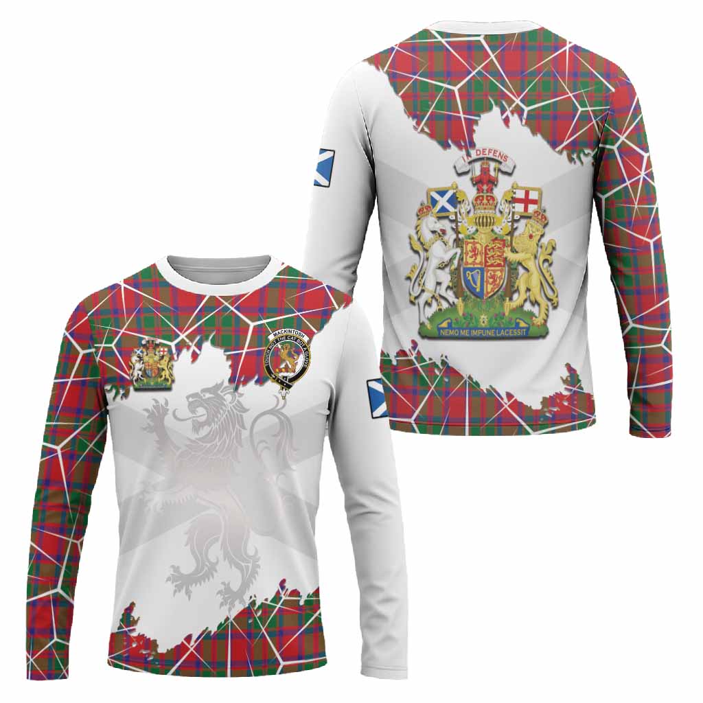 MacKintosh (McKintosh) Tartan Long Sleeve T-Shirt with Family Crest and Lion Rampant Grunge Style