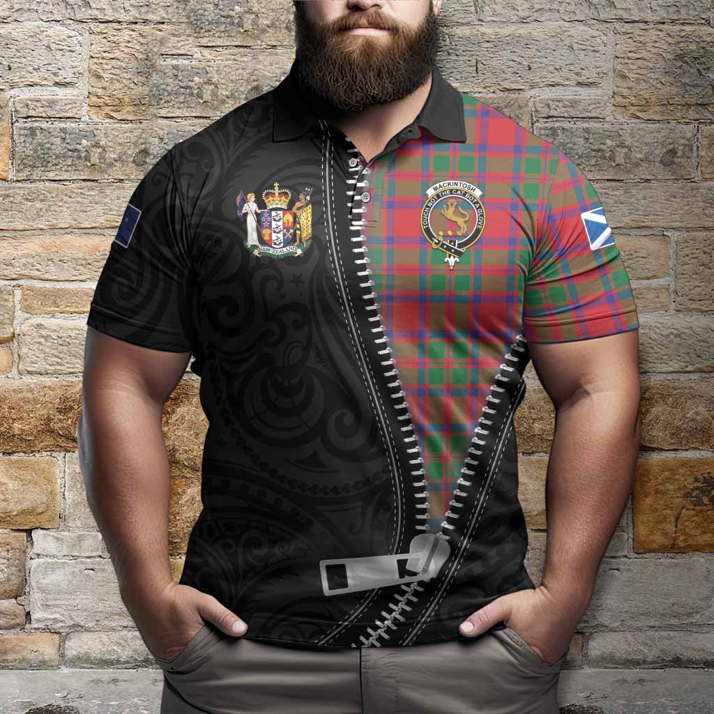 MacKintosh (McKintosh) Tartan Polo Shirt New Zealand Pattern Unique Zipper Stylized