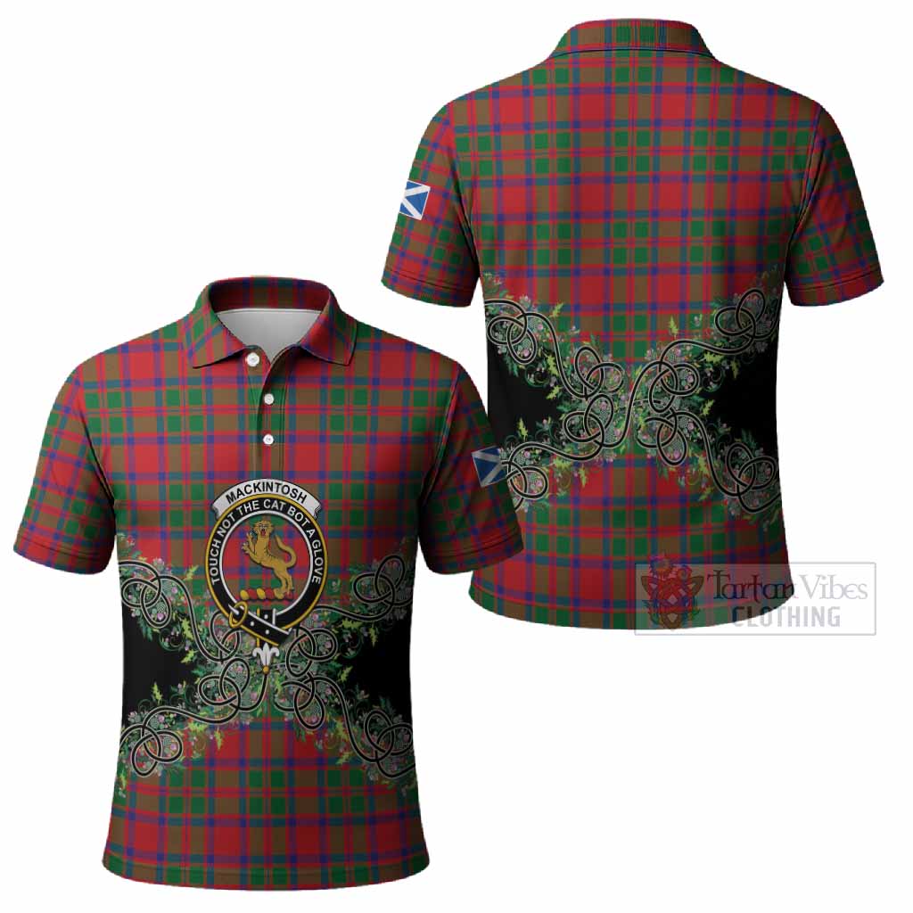 MacKintosh (McKintosh) Tartan Polo Shirt Thistle Scottish Spirit