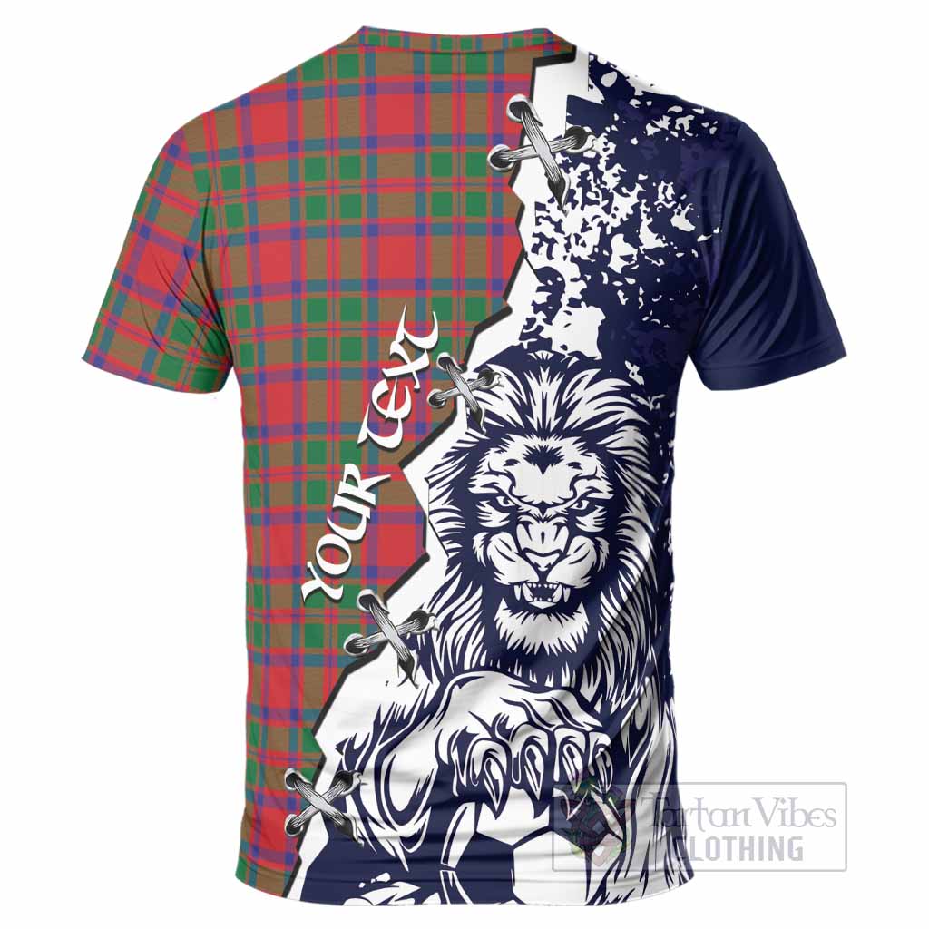MacKintosh (McKintosh) Tartan Scottish T-Shirt Angry Lion With Soccer Ball Style