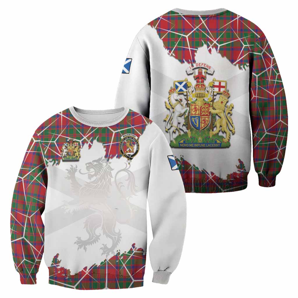 MacKintosh (McKintosh) Tartan Sweatshirt with Family Crest and Lion Rampant Grunge Style