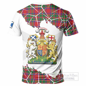 MacKintosh (McKintosh) Tartan T-Shirt with Family Crest and Lion Rampant Grunge Style