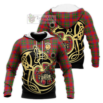 MacKintosh (McKintosh) Tartan Knitted Hoodie with Family Crest Celtic Wolf Style Unisex Knitted Pullover Hoodie - Tartan Vibes Clothing