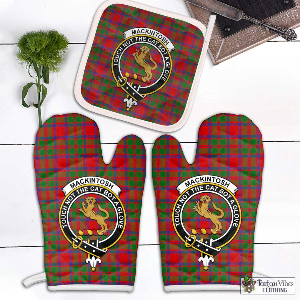 MacKintosh (McKintosh) Tartan Combo Oven Mitt & Pot-Holder with Family Crest Combo 1 Oven Mitt & 1 Pot-Holder White - Tartan Vibes Clothing