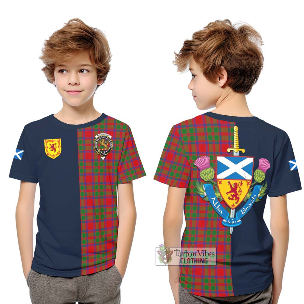 Tartan Vibes Clothing MacKintosh Modern Tartan Kid T-Shirt with Scottish Lion Royal Arm Half Style