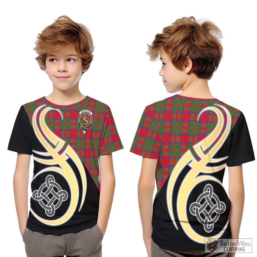MacKintosh (McKintosh) Tartan Kid T-Shirt with Family Crest and Celtic Symbol Style Youth XL Size14 - Tartan Vibes Clothing