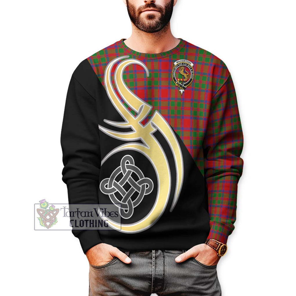 MacKintosh (McKintosh) Tartan Sweatshirt with Family Crest and Celtic Symbol Style Unisex - Tartan Vibes Clothing