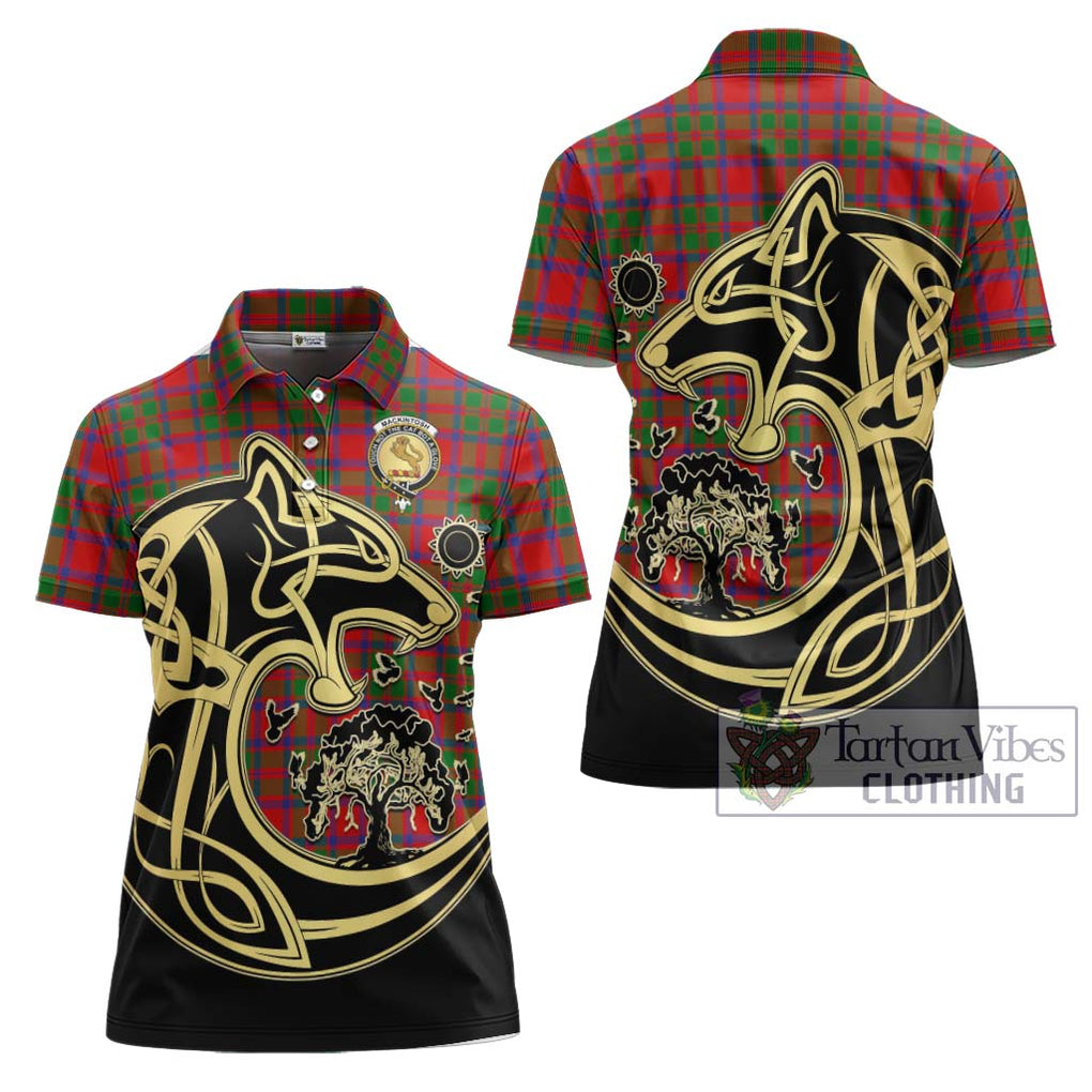 MacKintosh (McKintosh) Tartan Women's Polo Shirt with Family Crest Celtic Wolf Style Women - Tartanvibesclothing Shop