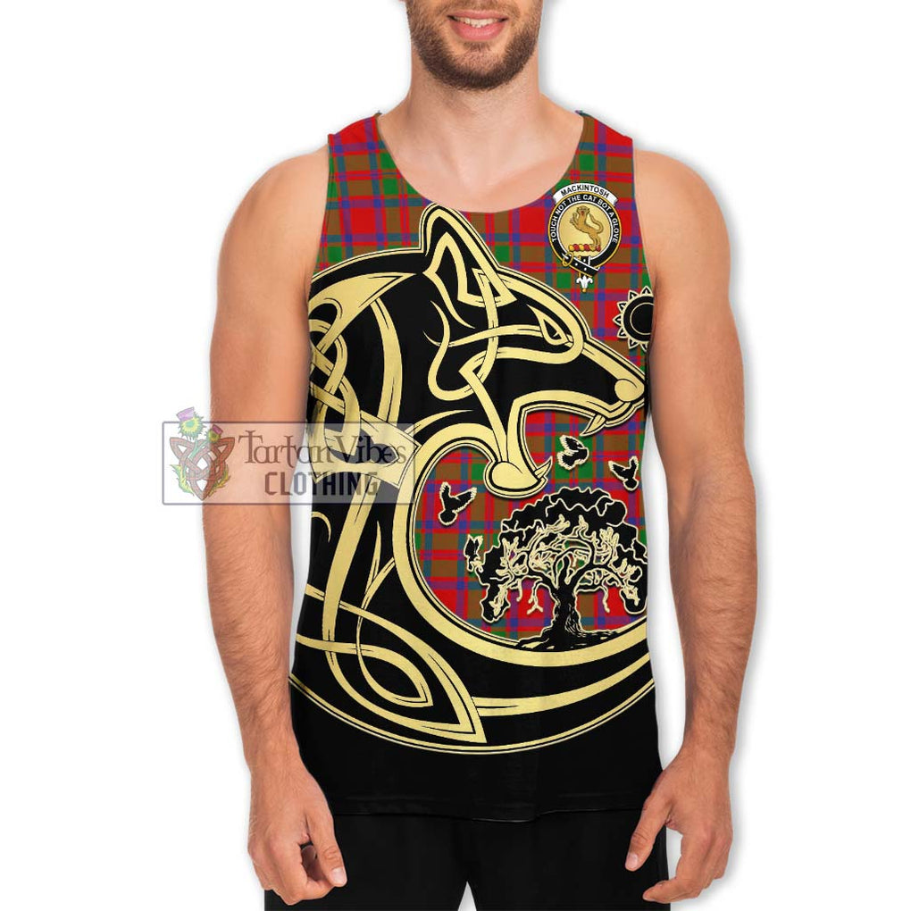 MacKintosh (McKintosh) Tartan Men's Tank Top with Family Crest Celtic Wolf Style Men - Tartan Vibes Clothing