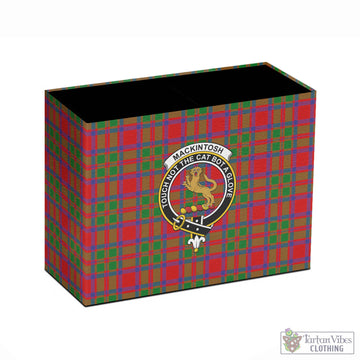 MacKintosh (McKintosh) Tartan Pen Holder with Family Crest
