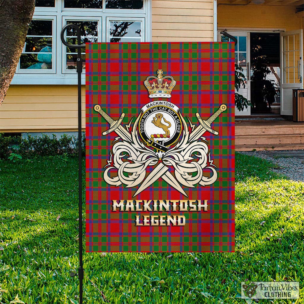 Tartan Vibes Clothing MacKintosh Modern Tartan Flag with Clan Crest and the Golden Sword of Courageous Legacy