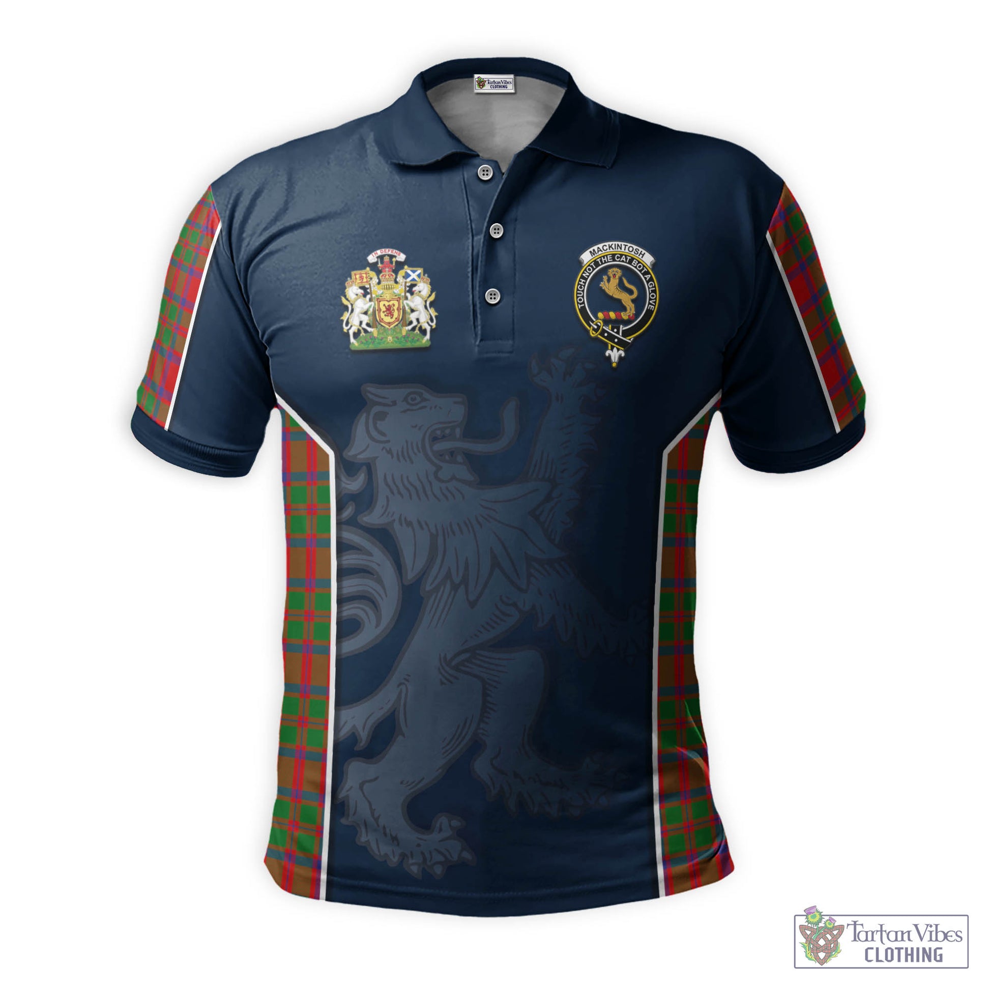 Tartan Vibes Clothing MacKintosh Modern Tartan Men's Polo Shirt with Family Crest and Lion Rampant Vibes Sport Style