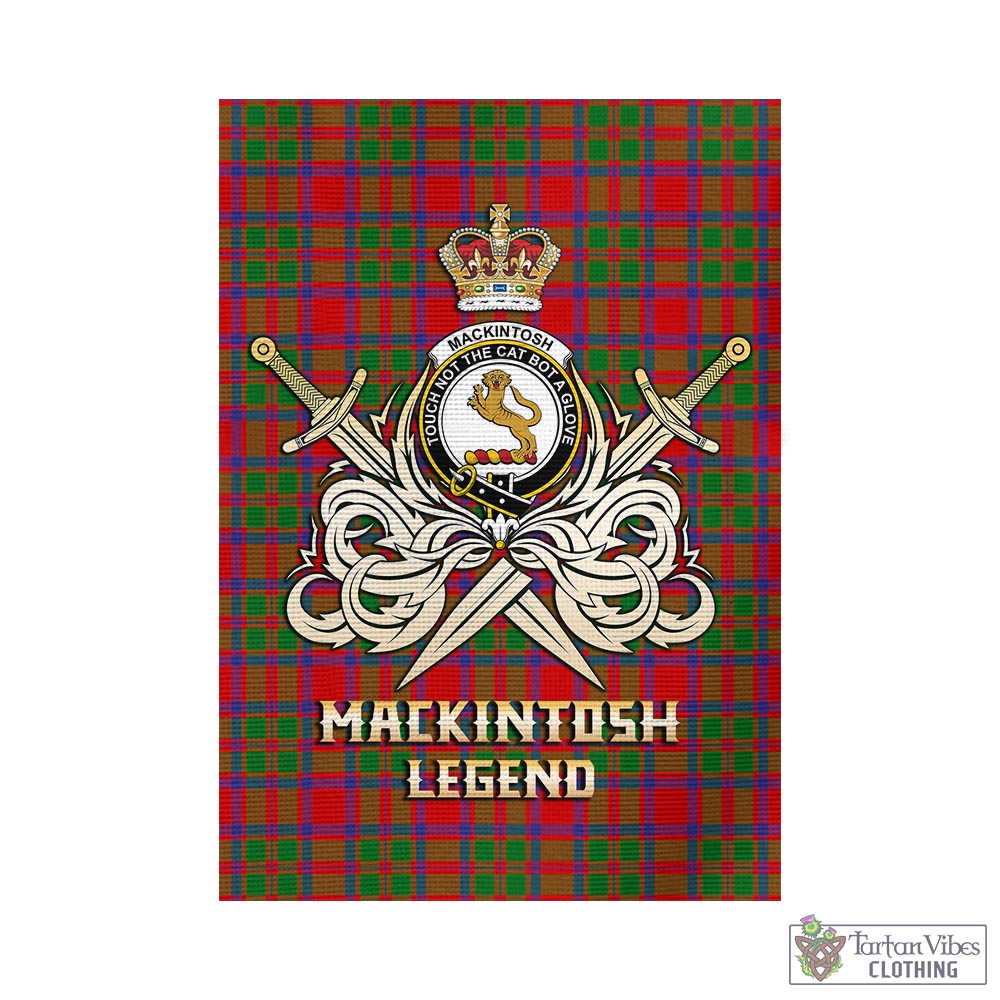 Tartan Vibes Clothing MacKintosh Modern Tartan Flag with Clan Crest and the Golden Sword of Courageous Legacy