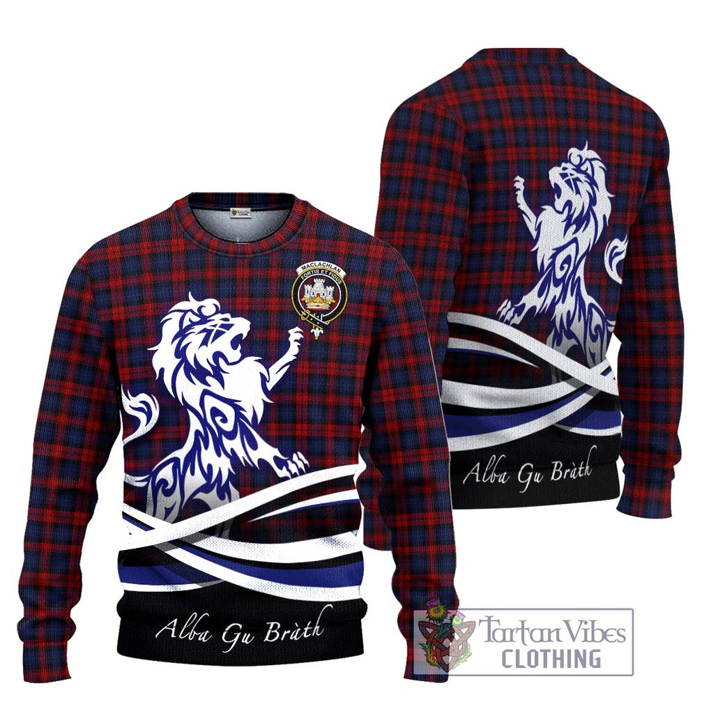 MacLachlan (McLachlan) Tartan Knitted Sweater with Alba Gu Brath Regal Lion Emblem Unisex - Tartanvibesclothing Shop