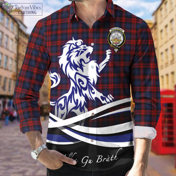 MacLachlan (McLachlan) Tartan Long Sleeve Button Up Shirt with Alba Gu Brath Regal Lion Emblem Men's Shirt - Tartan Vibes Clothing
