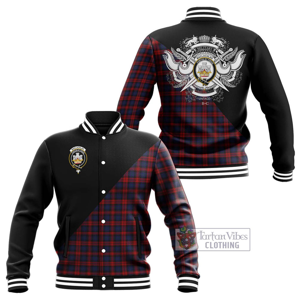 MacLachlan (McLachlan) Tartan Baseball Jacket with Family Crest and Military Logo Style Unisex - Tartanvibesclothing Shop