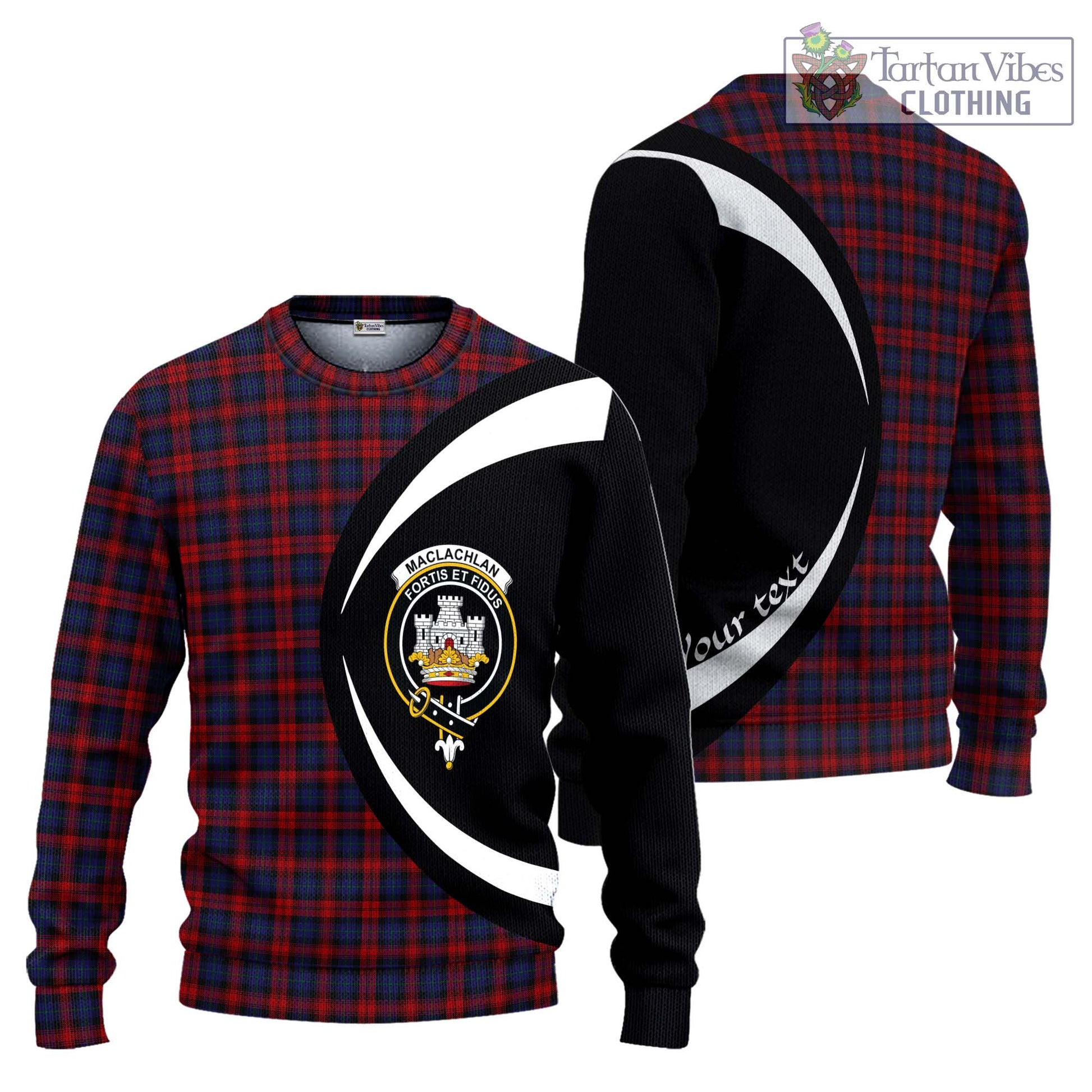 MacLachlan (McLachlan) Tartan Knitted Sweater with Family Crest Circle Style Unisex - Tartan Vibes Clothing