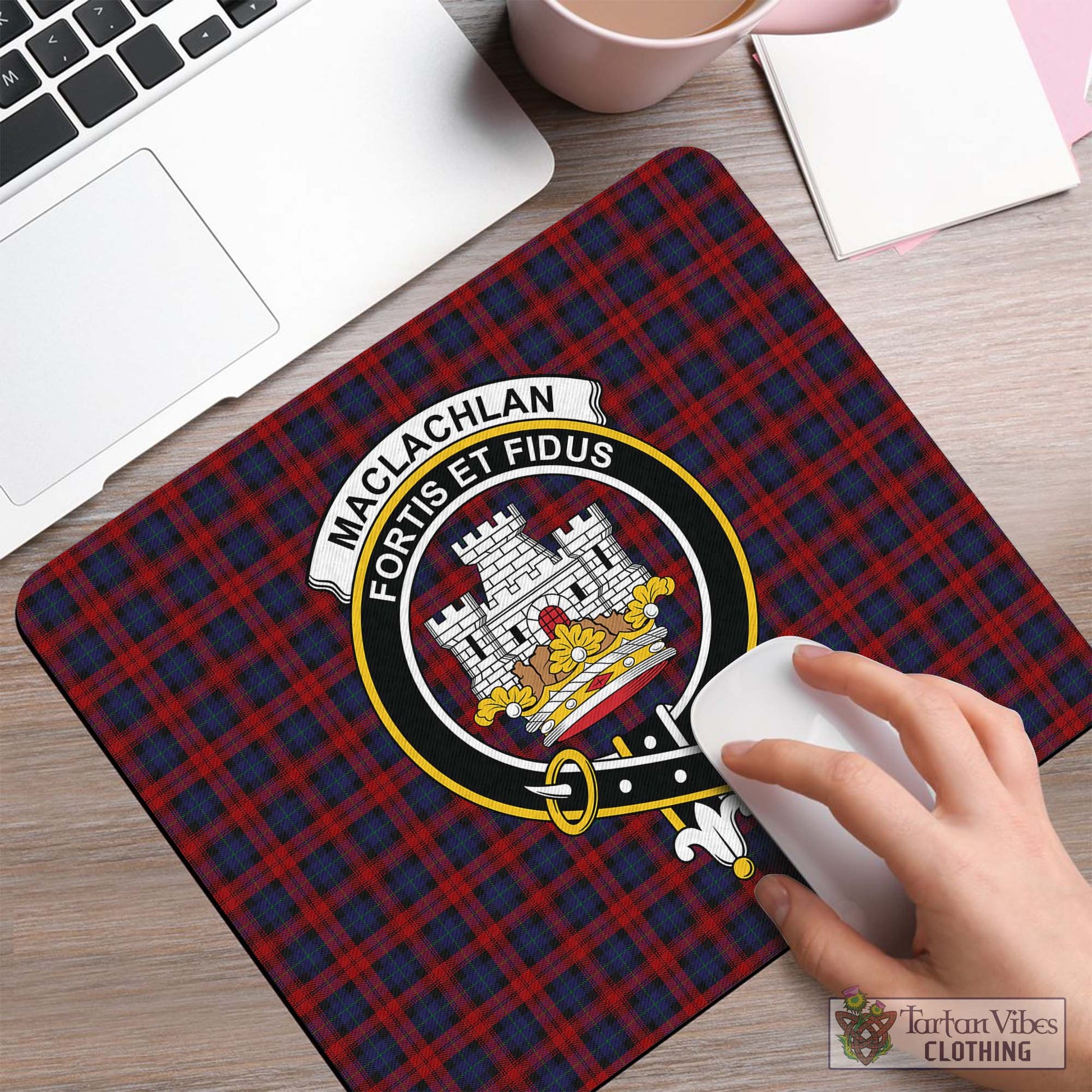 Tartan Vibes Clothing MacLachlan Tartan Mouse Pad with Family Crest
