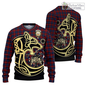 MacLachlan (McLachlan) Tartan Knitted Sweater with Family Crest Celtic Wolf Style Unisex - Tartan Vibes Clothing