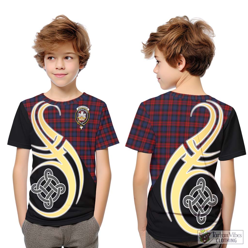 MacLachlan (McLachlan) Tartan Kid T-Shirt with Family Crest and Celtic Symbol Style Youth XL Size14 - Tartan Vibes Clothing