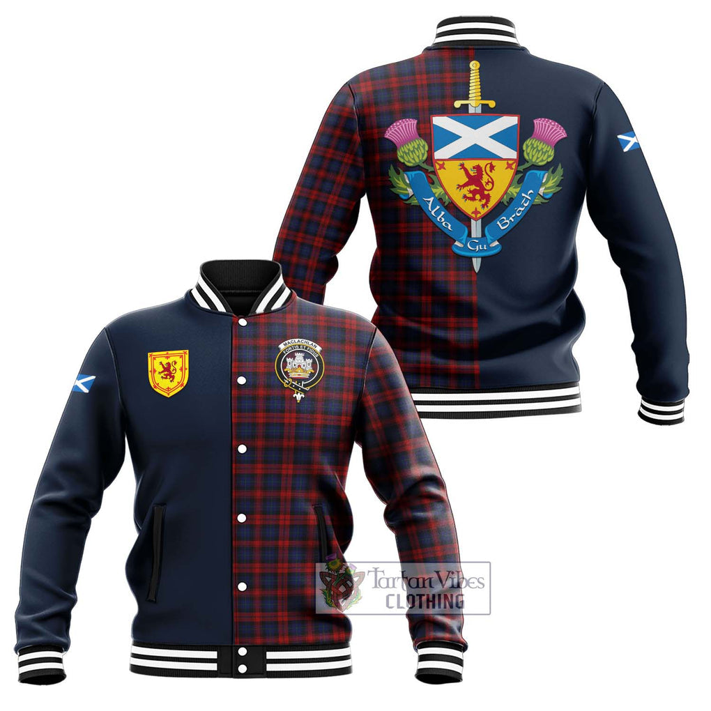 Tartan Vibes Clothing MacLachlan Tartan Baseball Jacket with Scottish Lion Royal Arm Half Style
