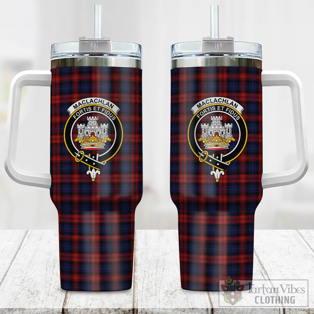 Tartan Vibes Clothing MacLachlan Tartan and Family Crest Tumbler with Handle