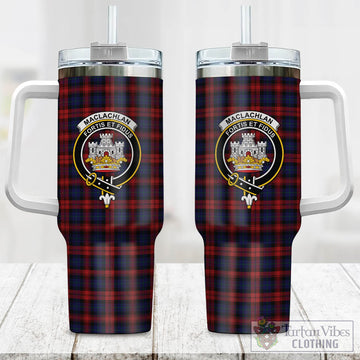 MacLachlan Tartan and Family Crest Tumbler with Handle