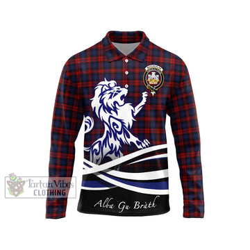 MacLachlan (McLachlan) Tartan Long Sleeve Polo Shirt with Alba Gu Brath Regal Lion Emblem Unisex - Tartanvibesclothing Shop