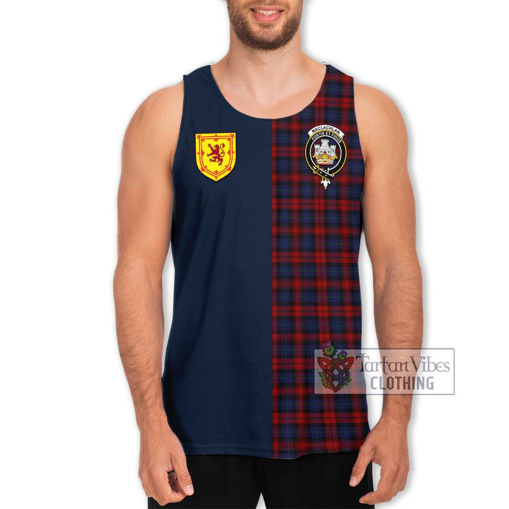 Tartan Vibes Clothing MacLachlan Tartan Men's Tank Top with Scottish Lion Royal Arm Half Style