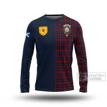 Tartan Vibes Clothing MacLachlan Tartan Long Sleeve T-Shirt with Scottish Lion Royal Arm Half Style