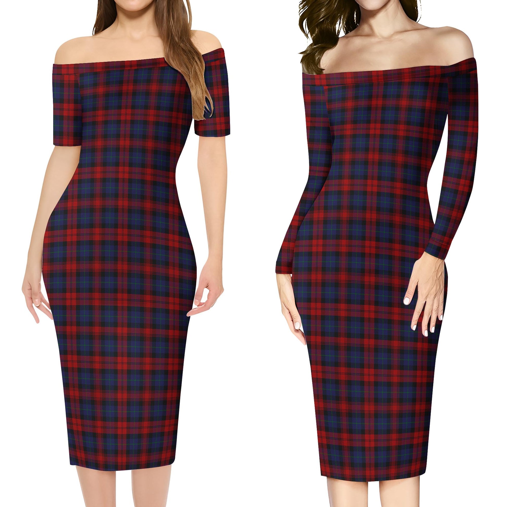 MacLachlan Tartan Off Shoulder Lady Dress Women's Dress - Tartanvibesclothing