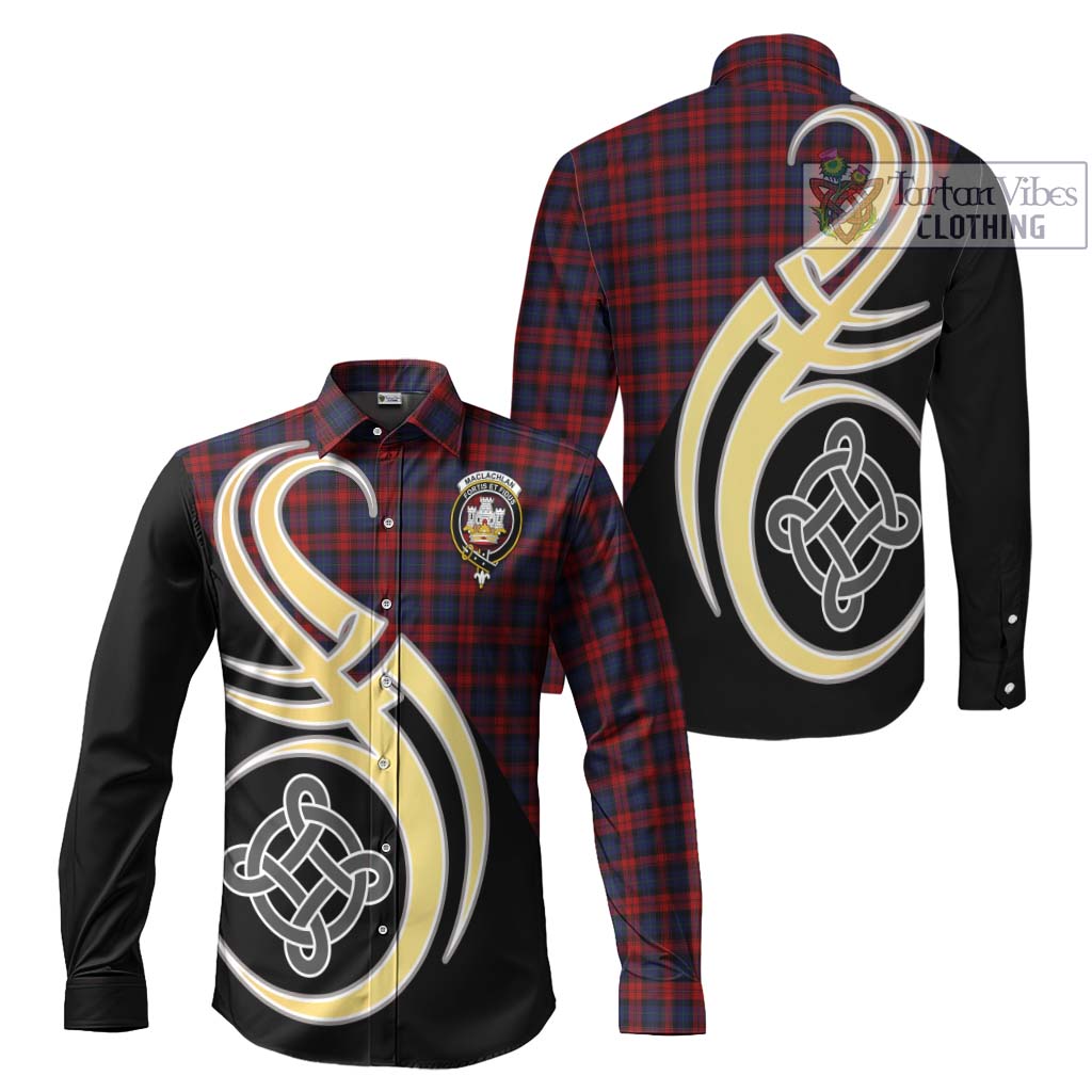 MacLachlan (McLachlan) Tartan Long Sleeve Button Shirt with Family Crest and Celtic Symbol Style Men's Shirt S - Tartan Vibes Clothing
