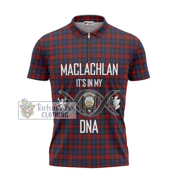 MacLachlan (McLachlan) Tartan Zipper Polo Shirt with Family Crest DNA In Me Style