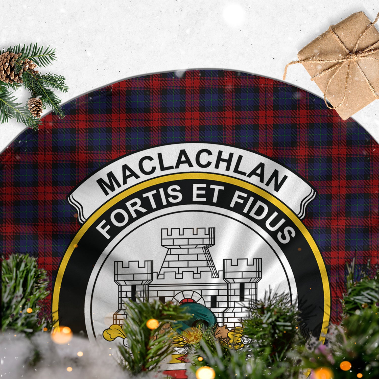MacLachlan Tartan Christmas Tree Skirt with Family Crest - Tartanvibesclothing
