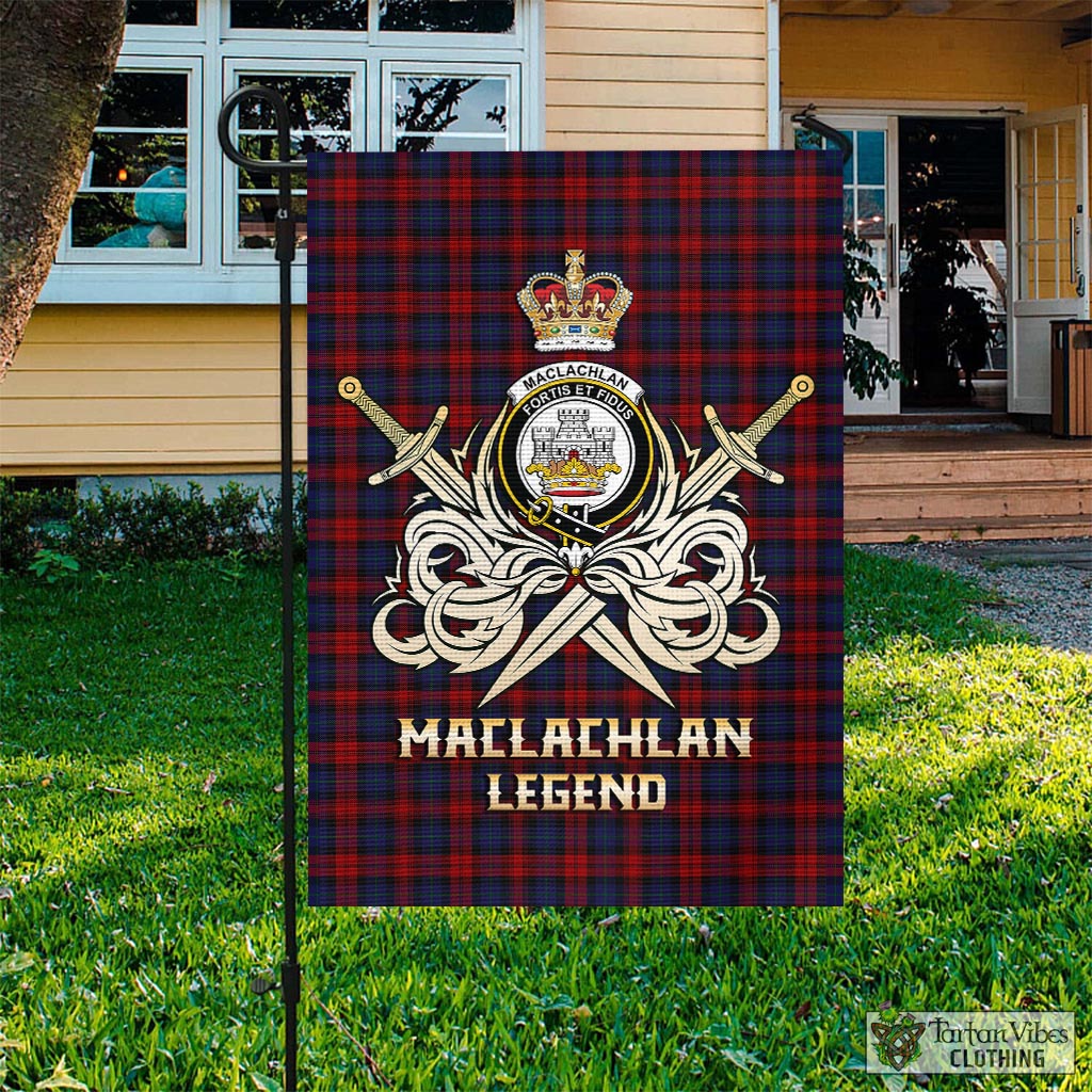 MacLachlan (McLachlan) Tartan Garden Flag with Clan Crest and the Golden Sword of Courageous Legacy Garden Flag - Tartan Vibes Clothing
