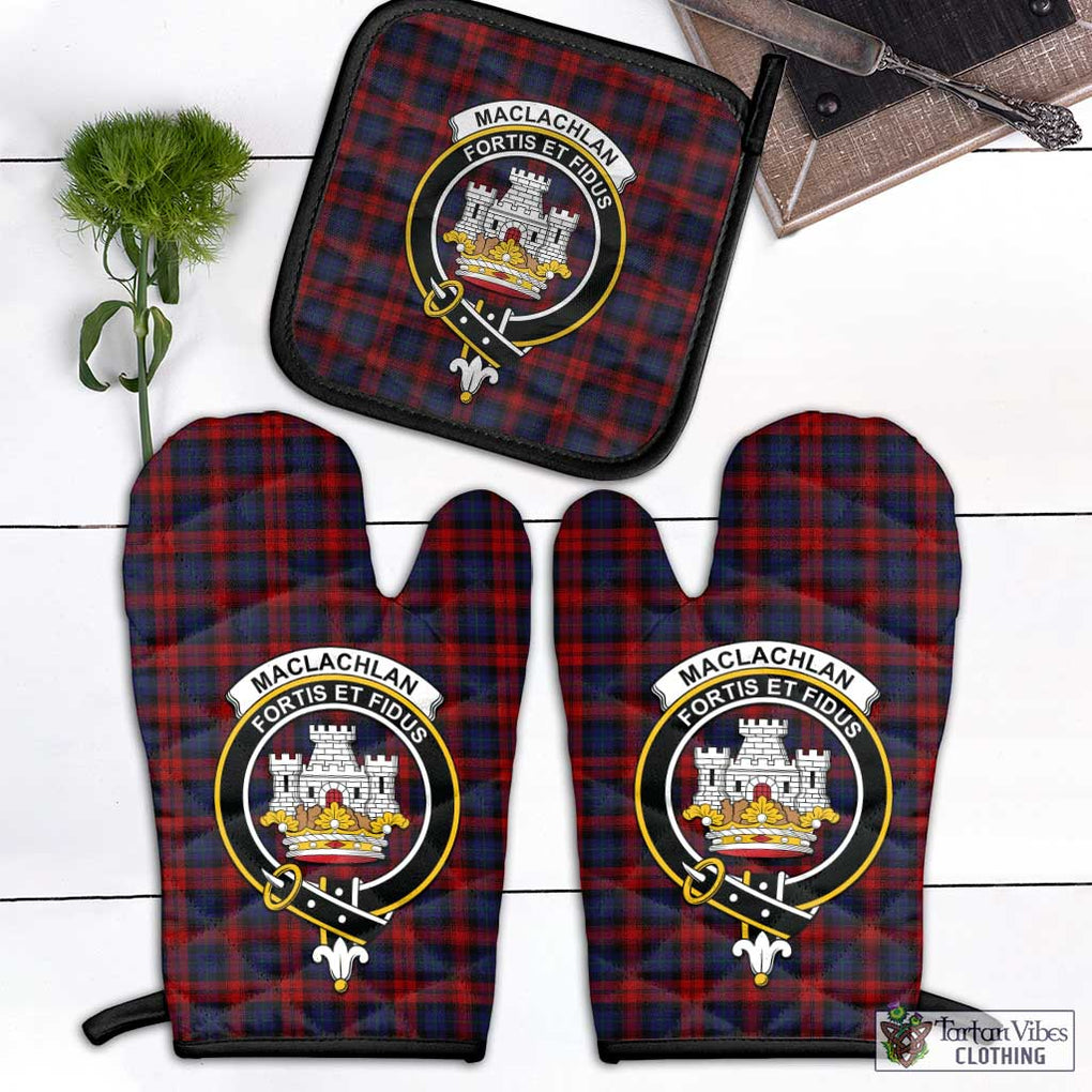 MacLachlan (McLachlan) Tartan Combo Oven Mitt & Pot-Holder with Family Crest Combo 1 Oven Mitt & 1 Pot-Holder Black - Tartan Vibes Clothing