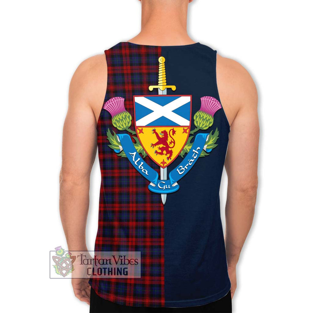 Tartan Vibes Clothing MacLachlan Tartan Men's Tank Top with Scottish Lion Royal Arm Half Style