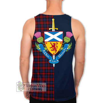 Tartan Vibes Clothing MacLachlan Tartan Men's Tank Top with Scottish Lion Royal Arm Half Style