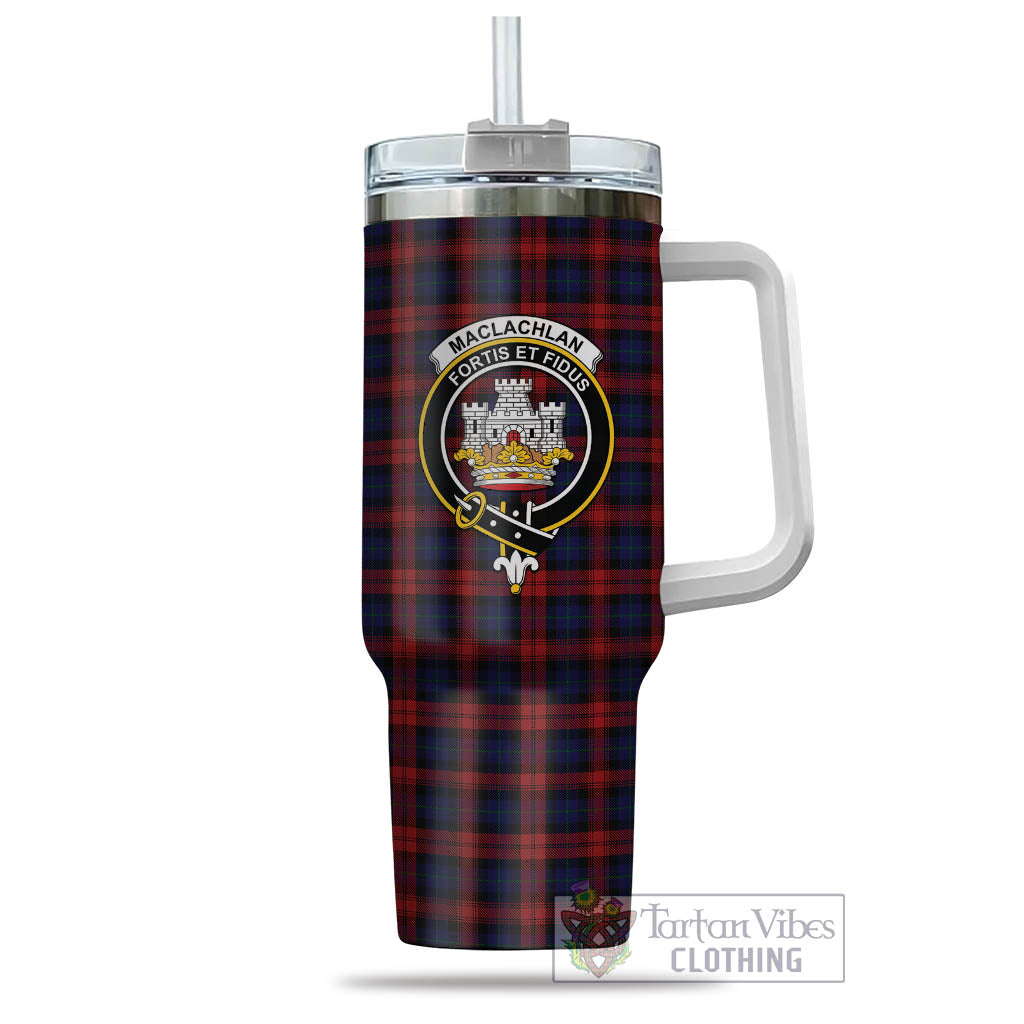 Tartan Vibes Clothing MacLachlan Tartan and Family Crest Tumbler with Handle