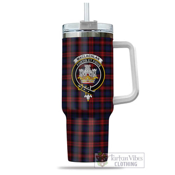 MacLachlan Tartan and Family Crest Tumbler with Handle