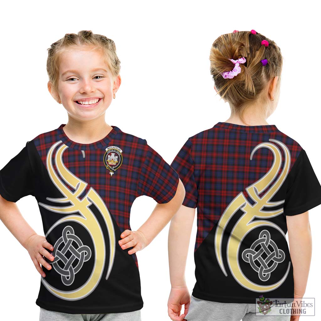 MacLachlan (McLachlan) Tartan Kid T-Shirt with Family Crest and Celtic Symbol Style - Tartan Vibes Clothing